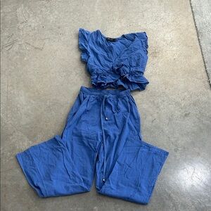 Blue Women's Ruffled Jumpsuit